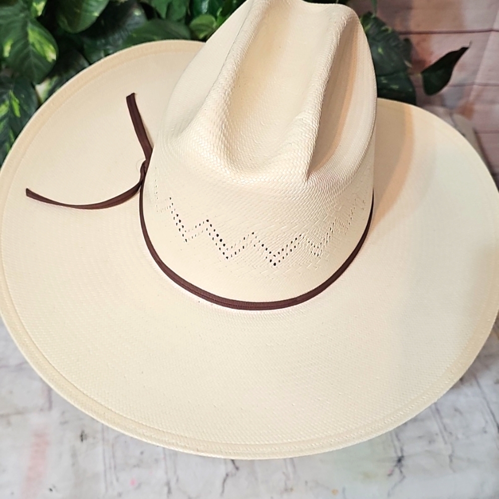 Stetson NWT Peeler Straw Cowboy Hat with Brown Band 6- 7/8R With 4" Brim - Picture 4 of 10